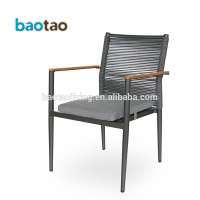 Good Quality Aluminum Rope Chair Contemporary Style Chair Reception Chair with Teak Wood Armrest